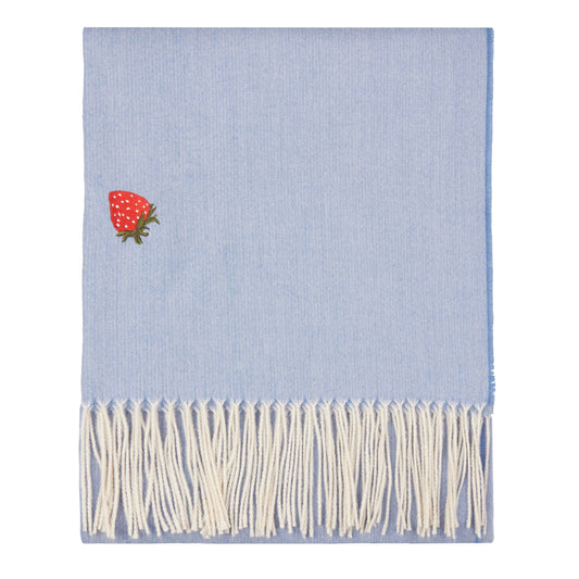Fruits Lightweight Embroidered Throw Berry Sweet Blue