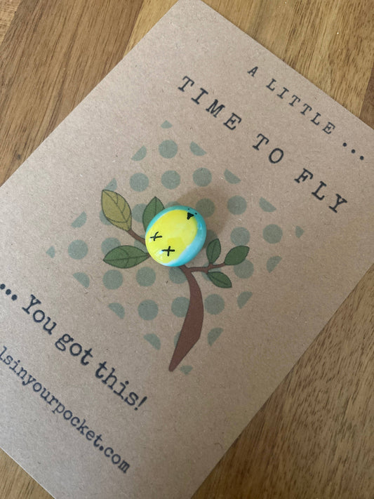 Positive Pocket Pebble - Bird, New Beginnings, Hope Art