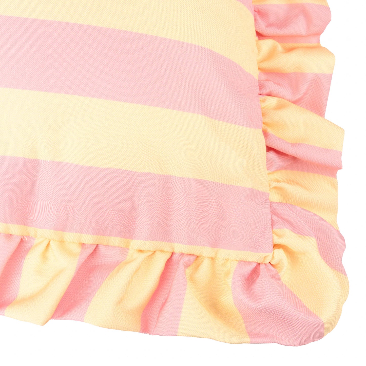 Palm Royale Stripe Ruffle Outdoor Cushion Pink/Yellow