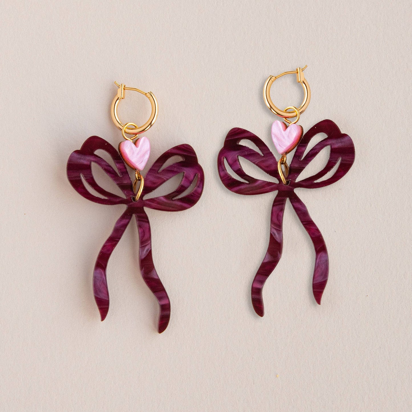 Statement Large Bow & Heart Hoop Earrings