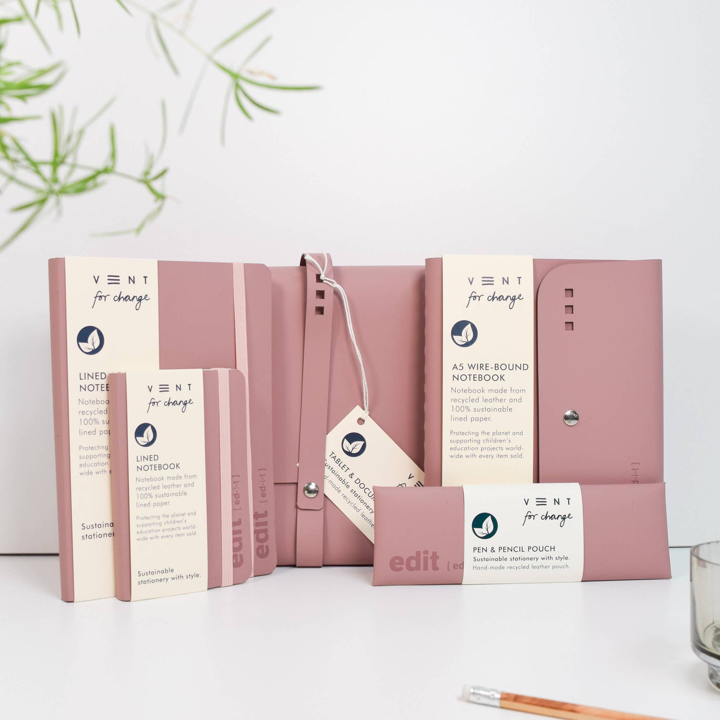 A6 recycled leather notebook - EDIT powder pink