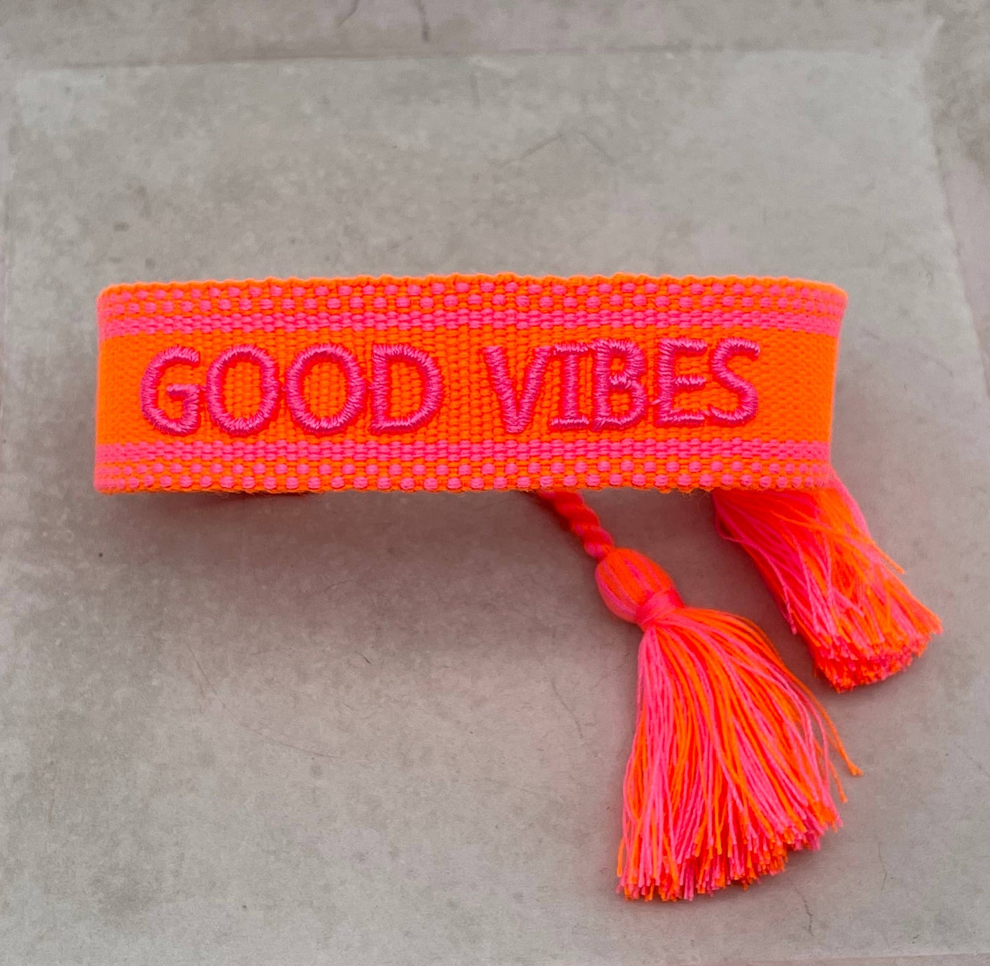 GOOD VIBES statement bracelet woven, embroidered