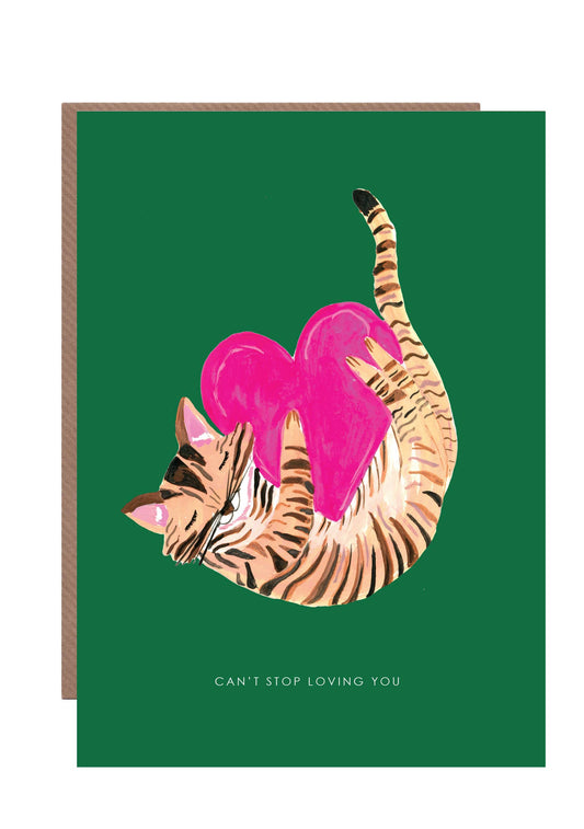 'Cat with Heart ' Greetings Card