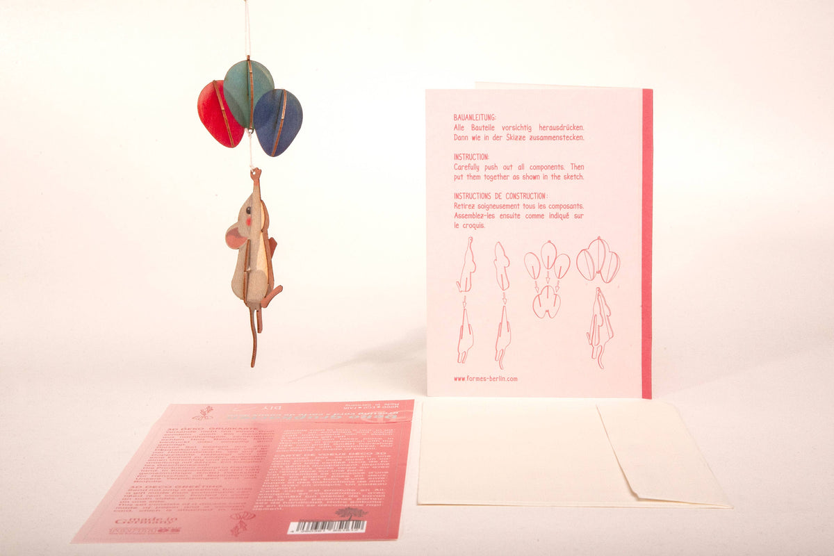 3D Puzzle Wooden greeting Card Mouse – Happiness in Small Things