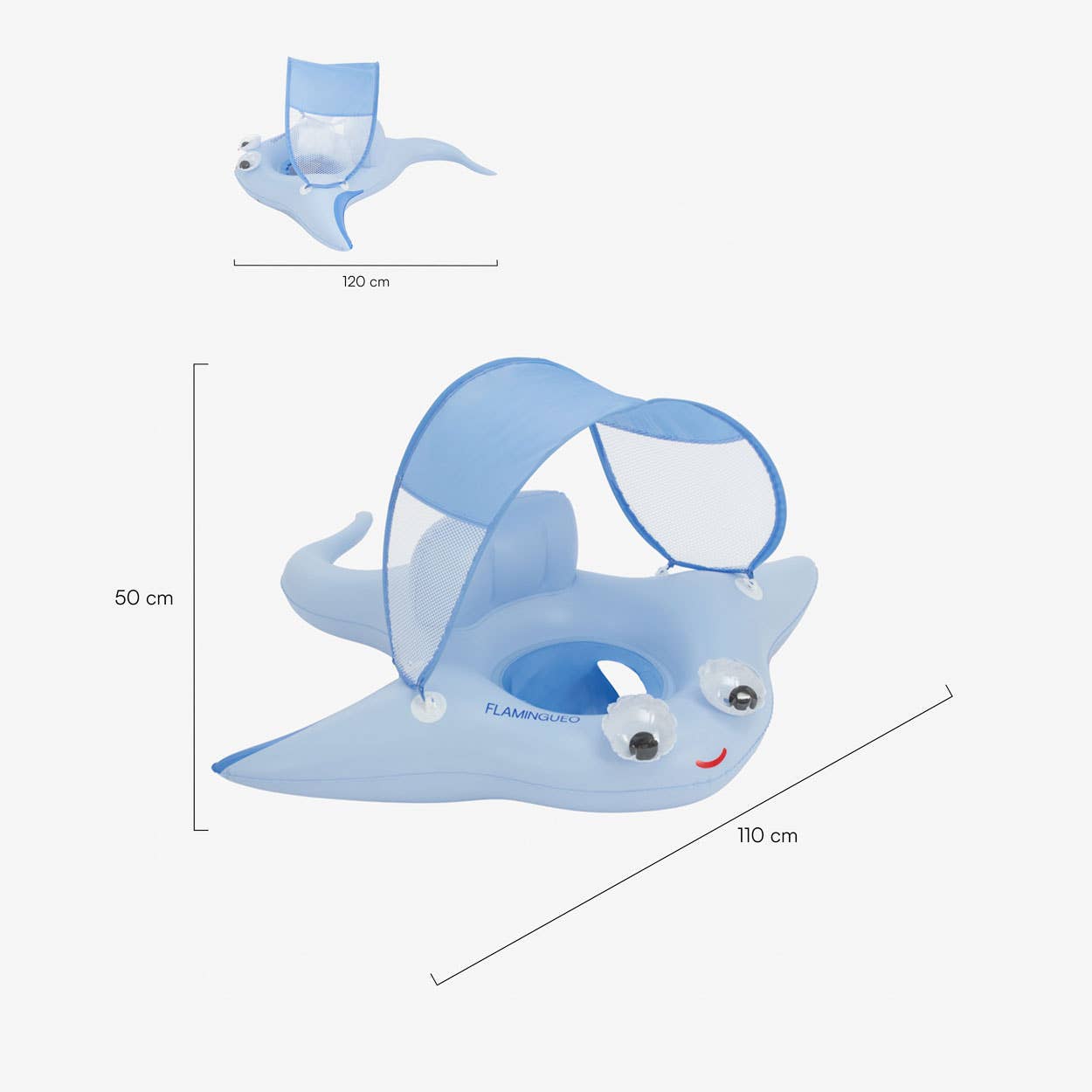 Baby float with canopy and animal design