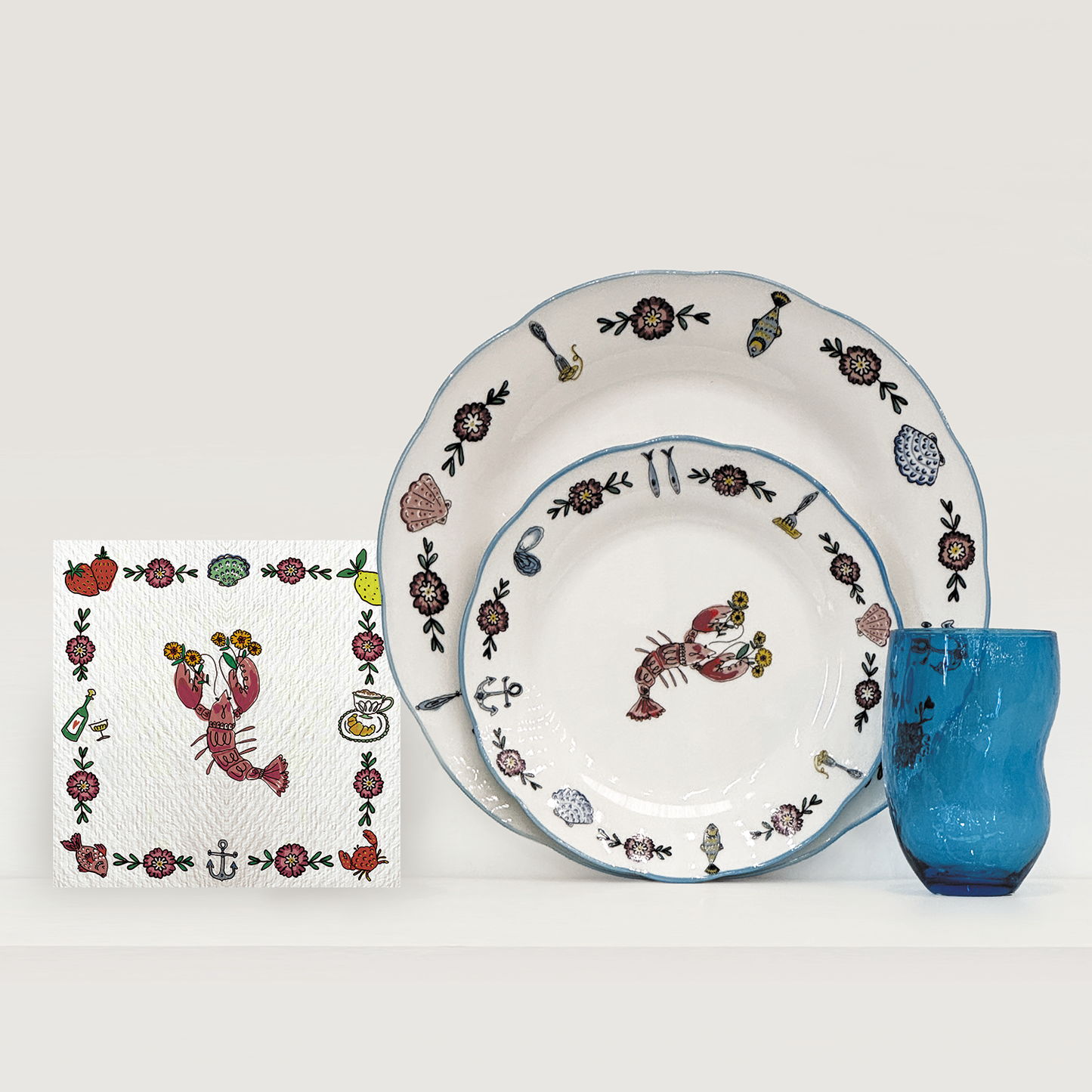 Crustacean paper napkins x20