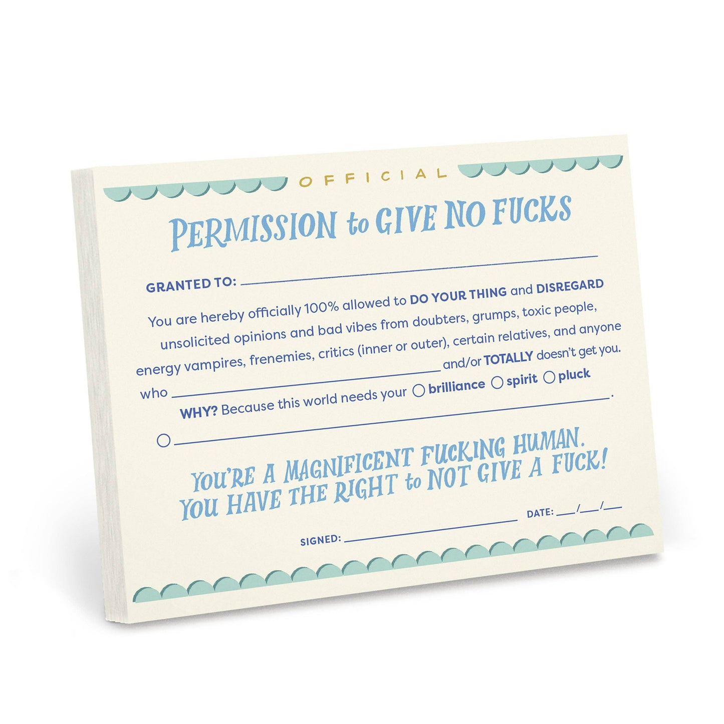 Em & Friends Permission to Give No Fucks Notepad (Notepad/Sticky Notes)
