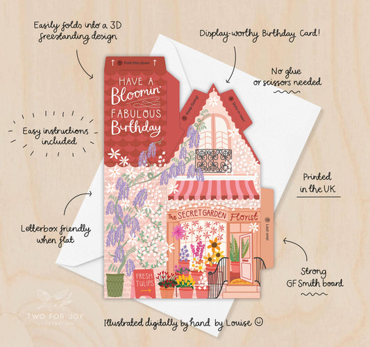 Florist Birthday Card – 3D Slot Together Greeting Card