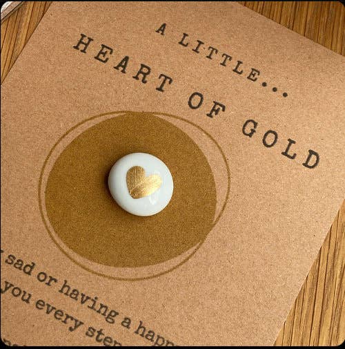 Heart Of Gold Pocket Pebble With Kraft Card And Charm