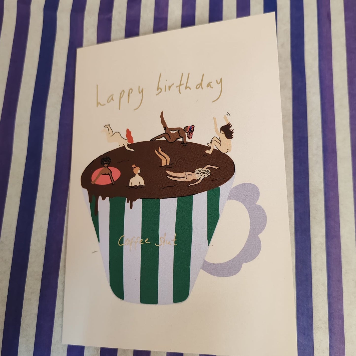 Coffee slut gold foil card