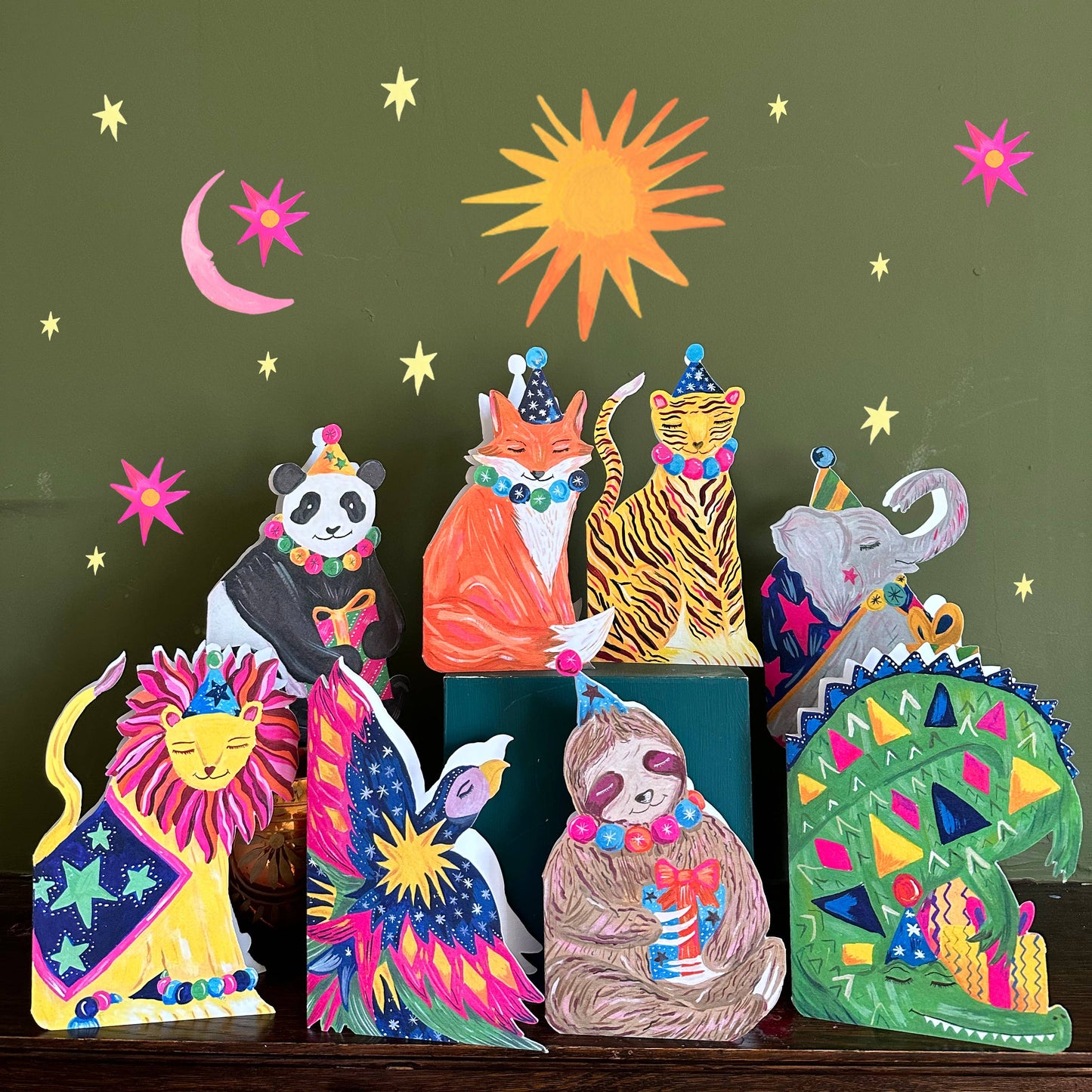 'Party Tiger Die-Cut' Greetings Card