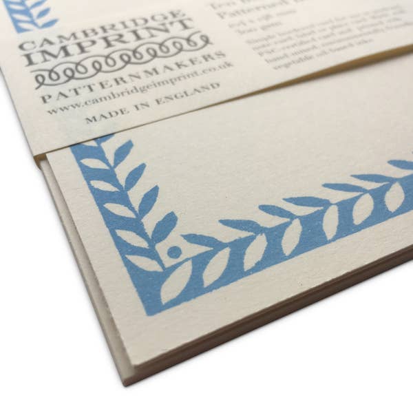 10 Postcards with Patterned Border in Bright Blue