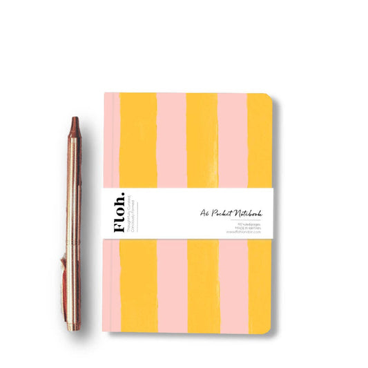 Mango & Peach (Stripes) A6 Pocket Lined Notebook