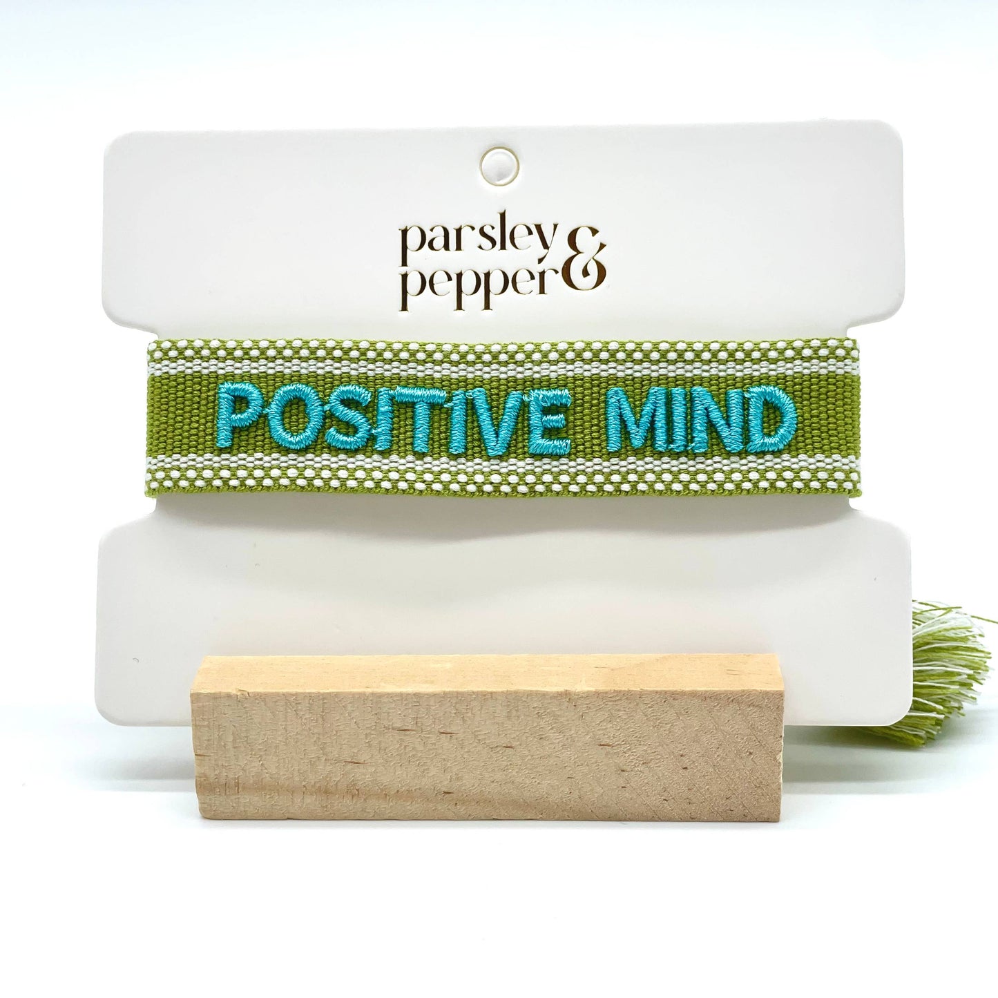 POSITIVE MIND statement bracelet woven, embroidered