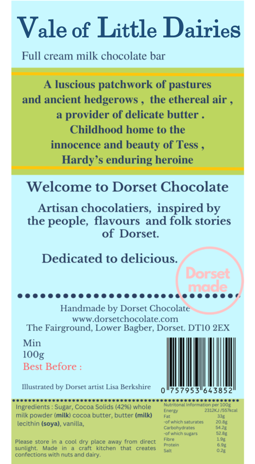 Vale of Little Dairies - a full cream milk chocolate bar