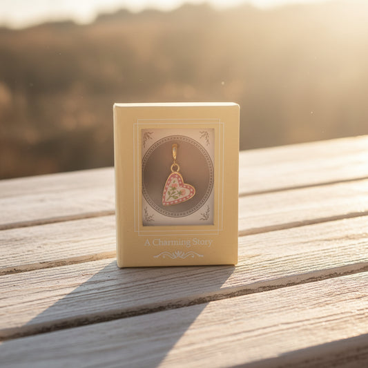 Heart shape pink flowers charm