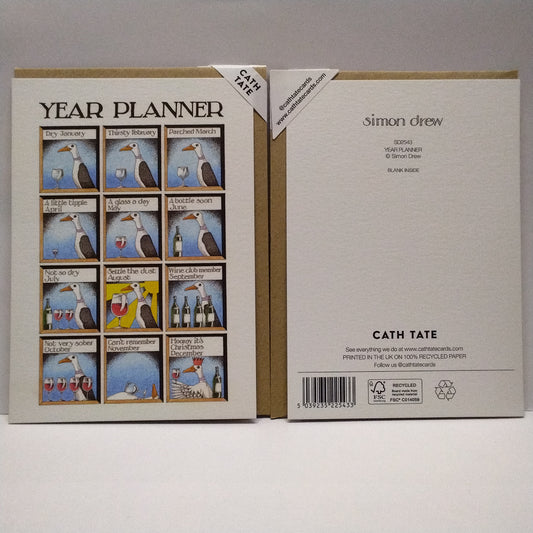Year Planner Wine Seagull - Greeting Card