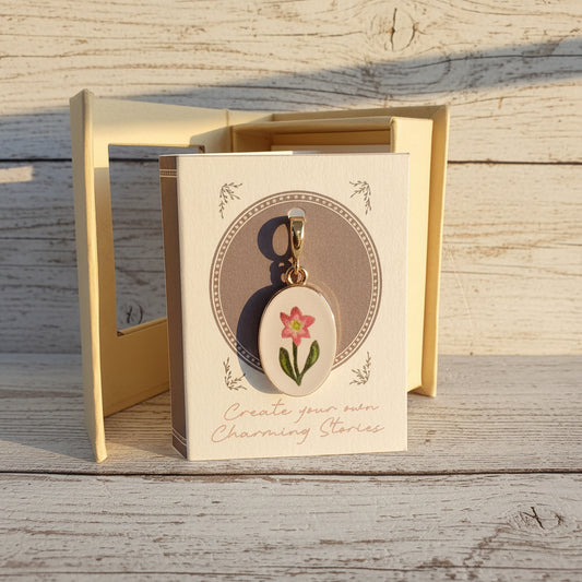Pink Daffodil clip on charm