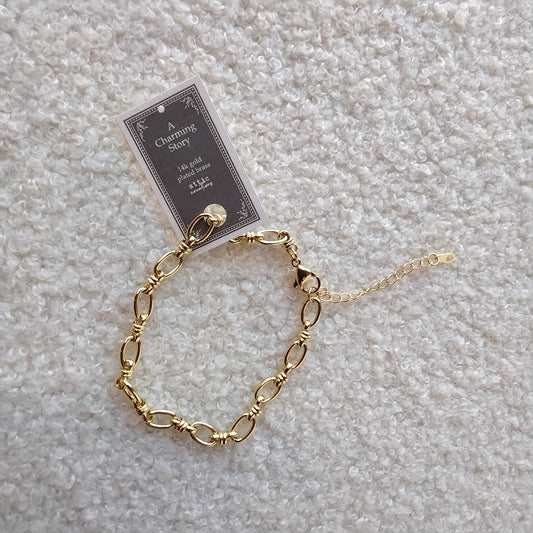 Gold Loop Bracelet, Charm Chains