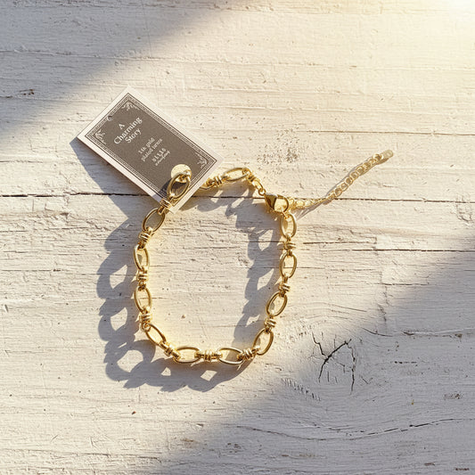 Gold Loop Bracelet, Charm Chains