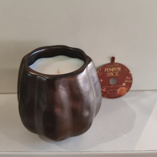 Pumpkin spice ceramic pot Soy Wax Candle