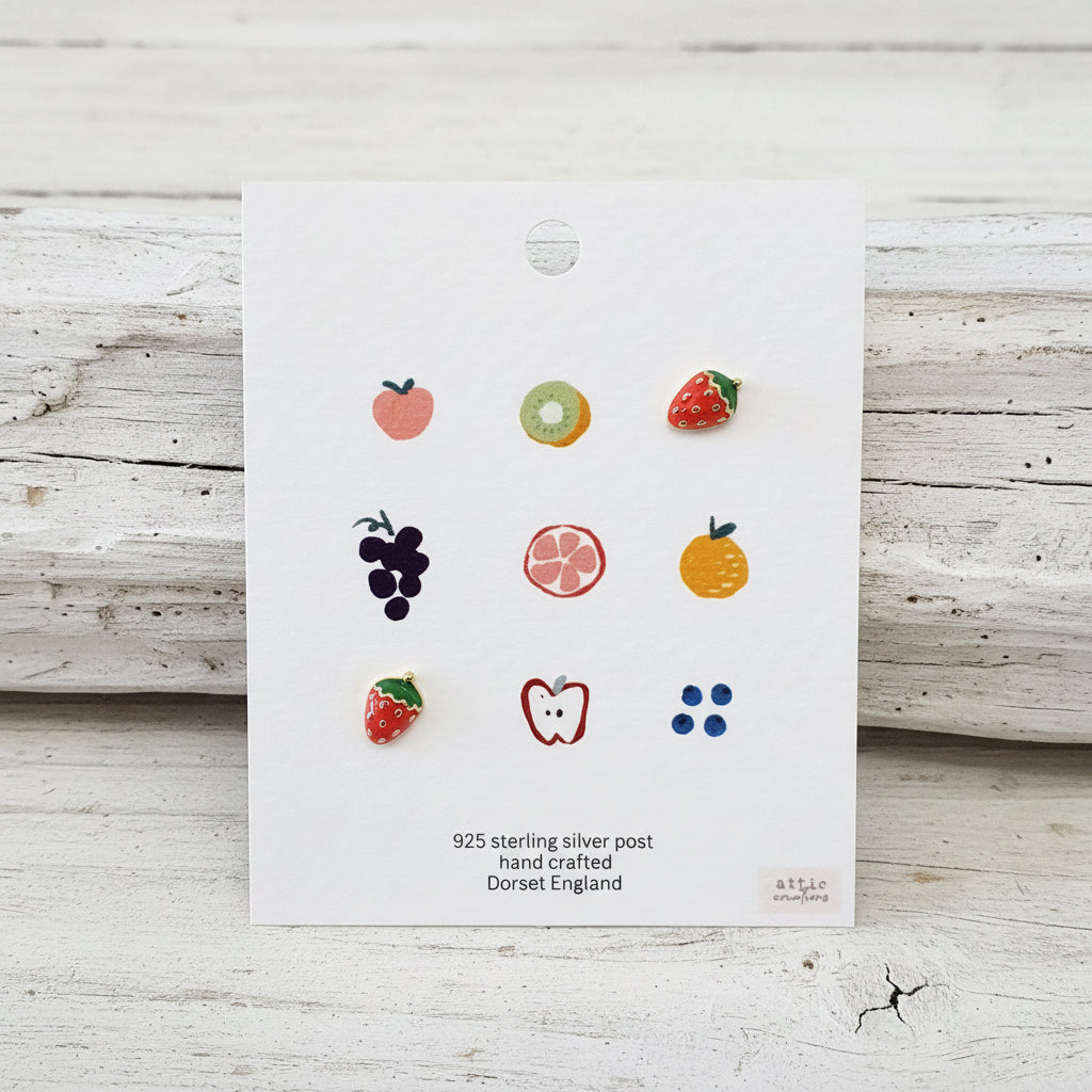 Enamel strawberry earrings