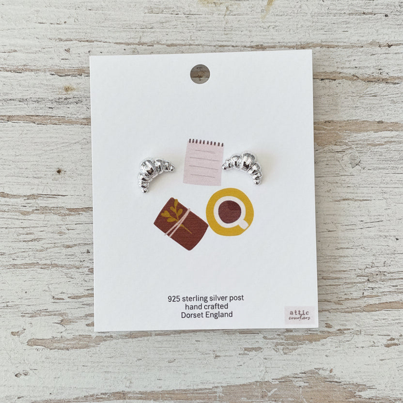 Silver croissant earrings
