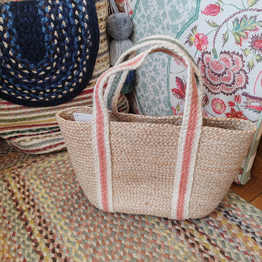 Summer Rose/thistle Jute tote Large