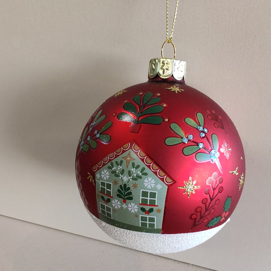 Glass Bauble - Red/Alpine House