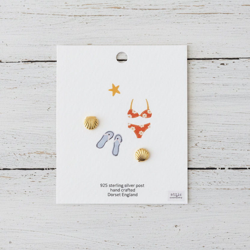 Seashell earrings gold