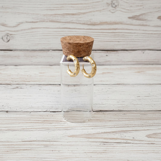 Gem inlaid hoop earrings