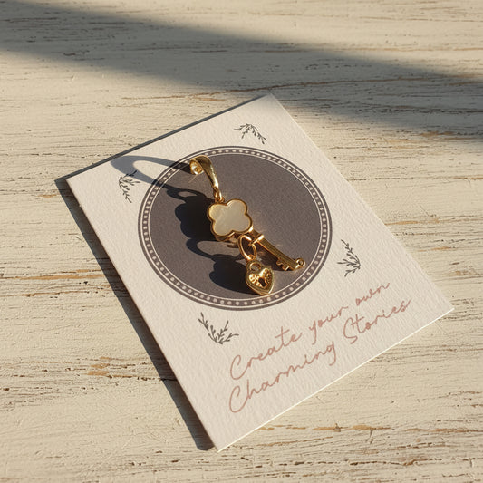 Mother of Pearl key lock clip on charm