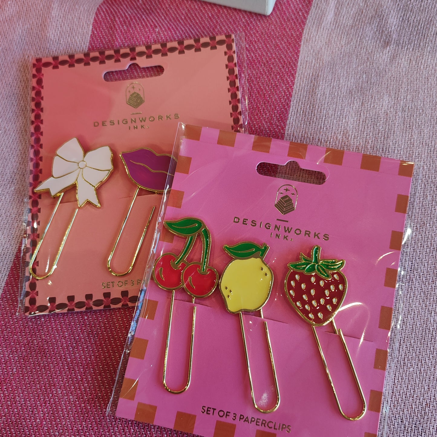 Set of 3 fruit enamel paper clips
