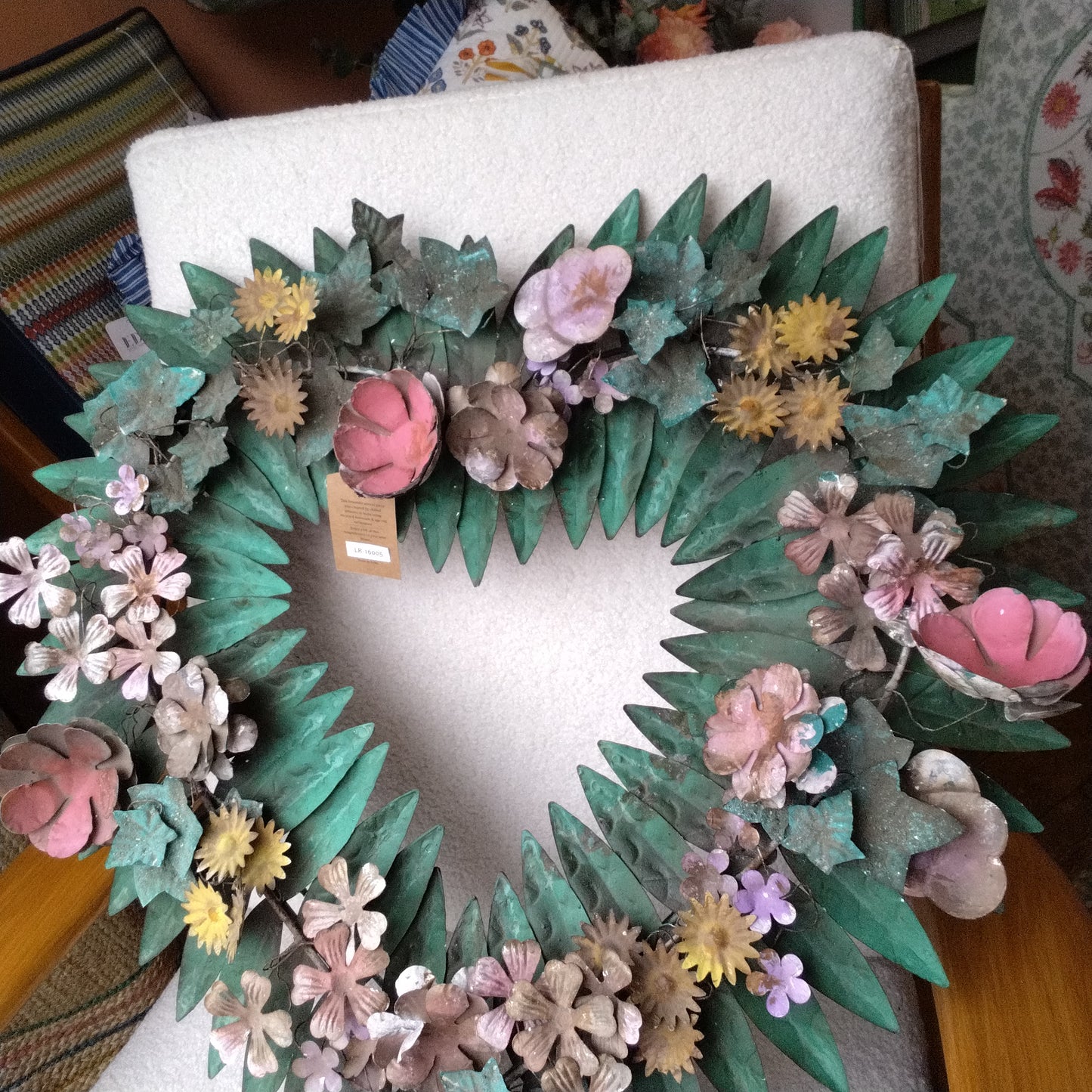 Metal floral hanging wreath