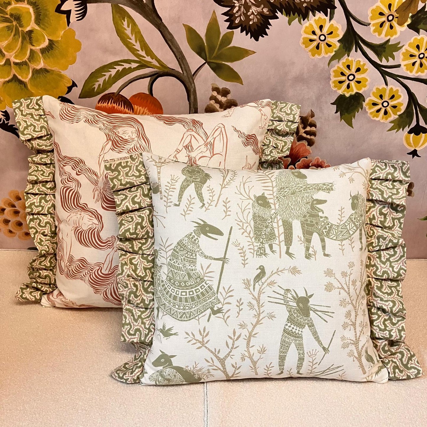 Skinny Dipping British illustration plump cushions