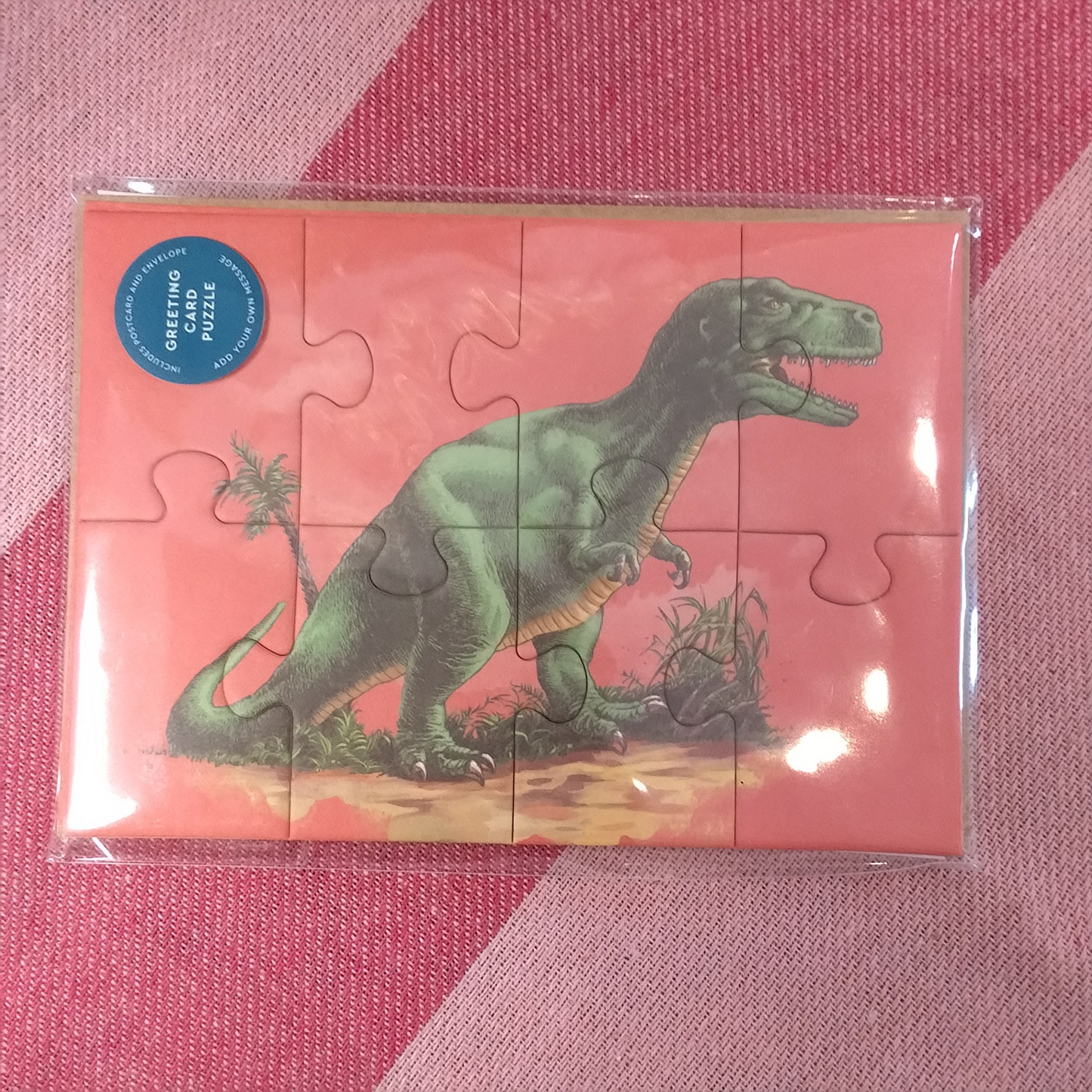 T-rex jigsaw greeting card