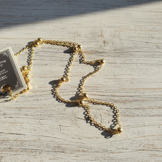 14k gold plated beads chain necklace