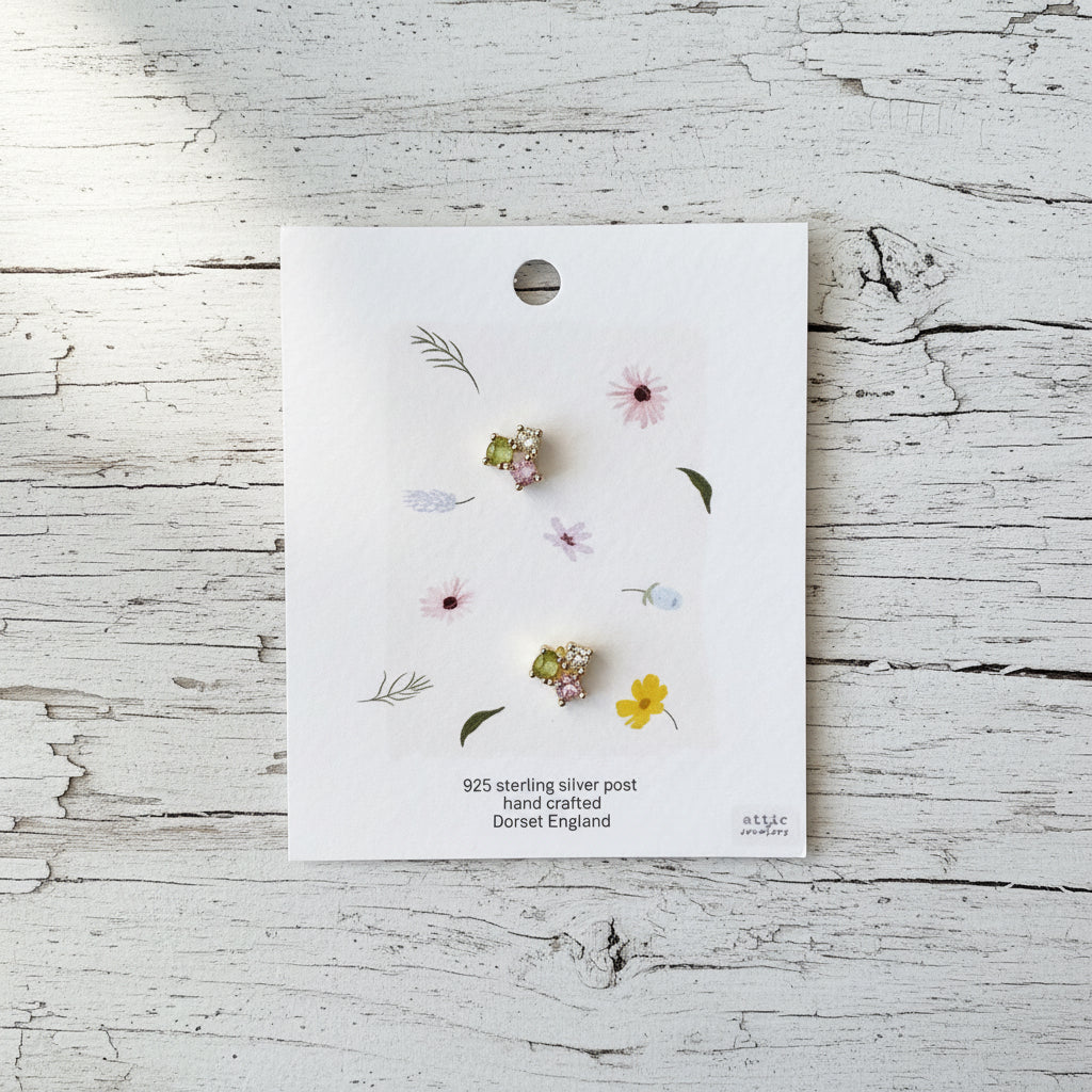 Three colour crystal earrings