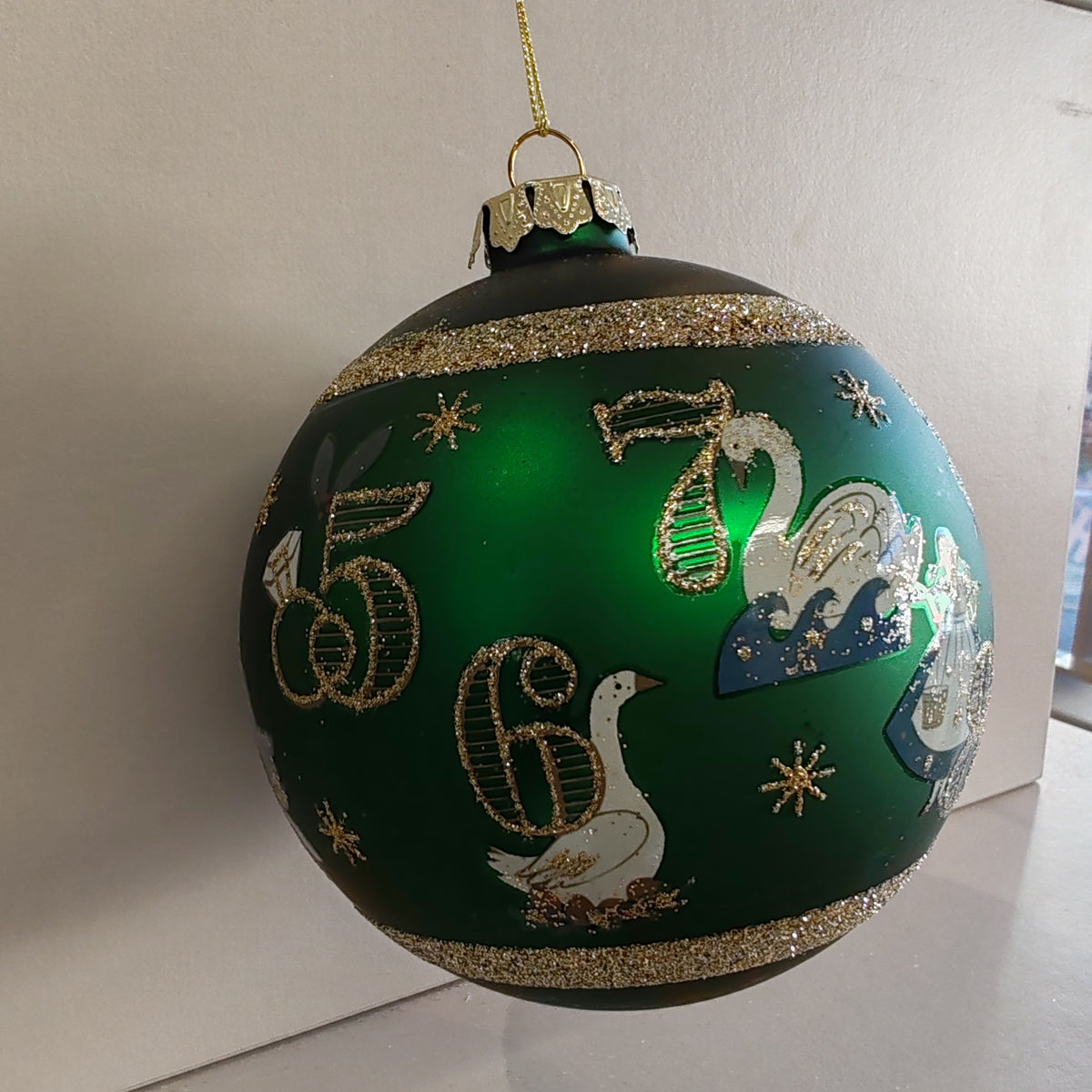 12 Days Matt Green Glass Bauble