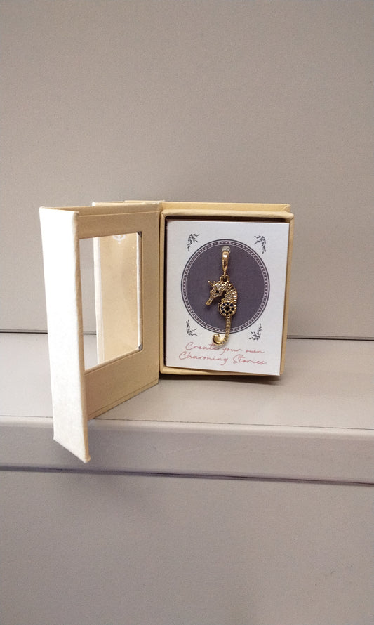 Seahorse Charm with blue gems
