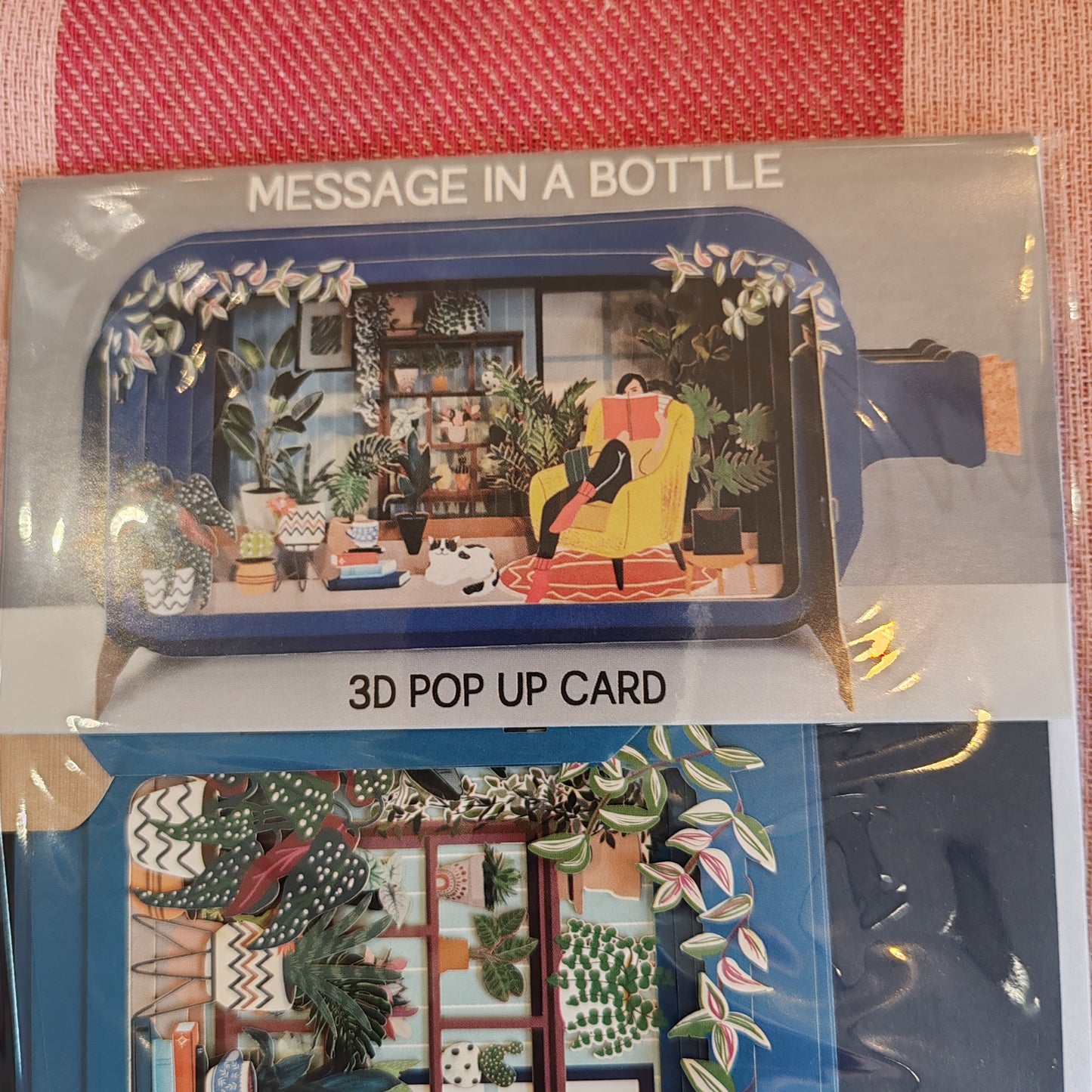 Message in a Bottle greeting card. Book lovers