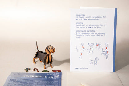 3D puzzle wooden Dachshund greeting card Dachshund for dressing up