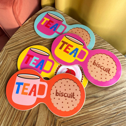 Tea and Biscuits Double Coaster