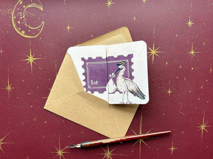 Handmade Stork New Baby Card: Vintage-Style Congratulations
