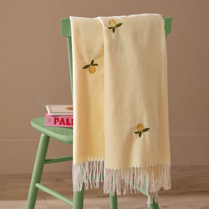 Fruits Lightweight Embroidered Throw Zesty Lemon