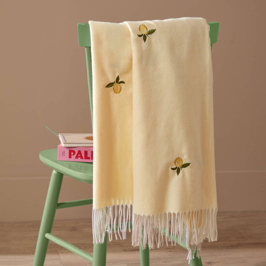 Fruits Lightweight Embroidered Throw Zesty Lemon
