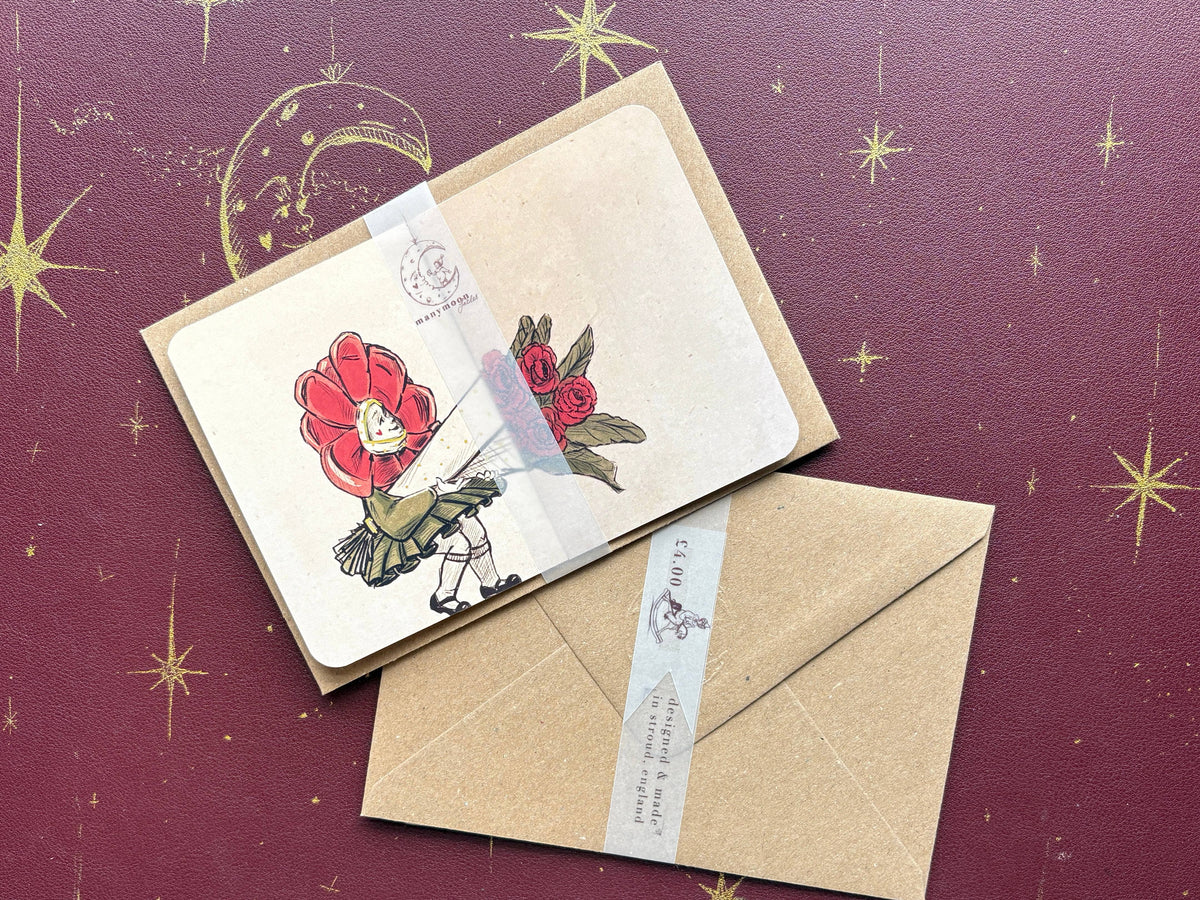 Handmade Flowers for Mum Card - Vintage inspired Fold Out Card