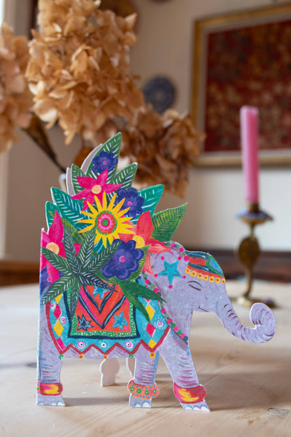 'Elephant Parade' Die-Cut Greetings Card