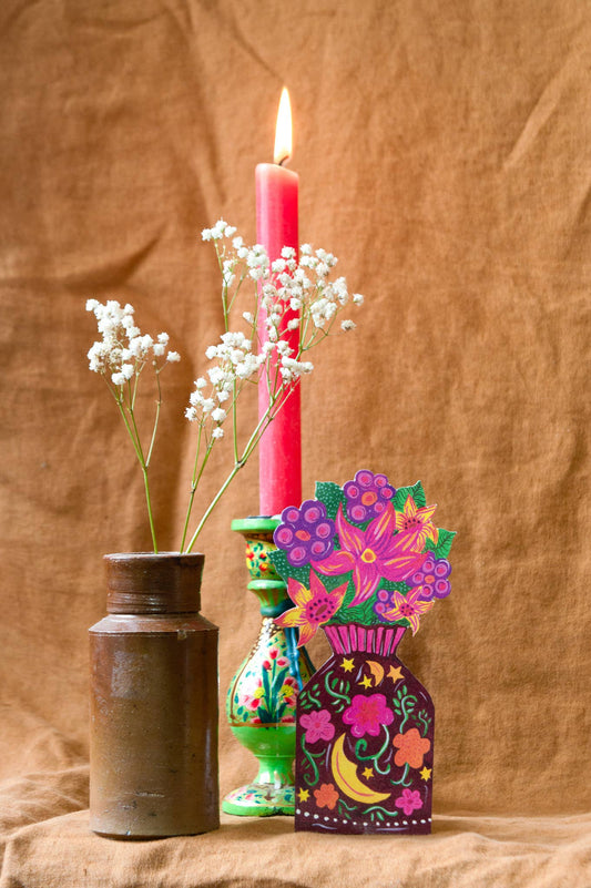 'Magical Pop Up Moon Vase' Greetings Card