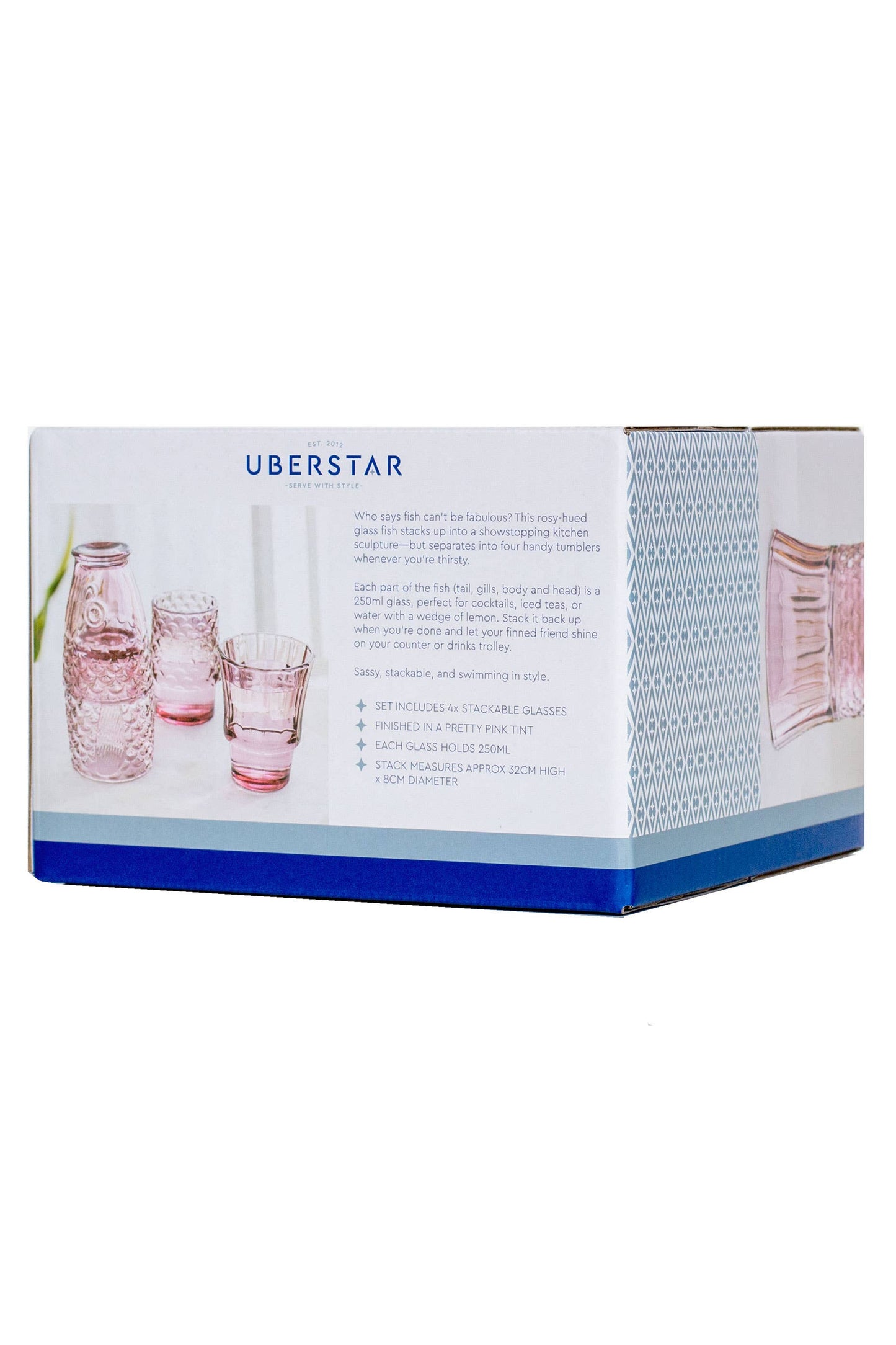 Fish Stacking Drinking Glass - Set of 4 Pink